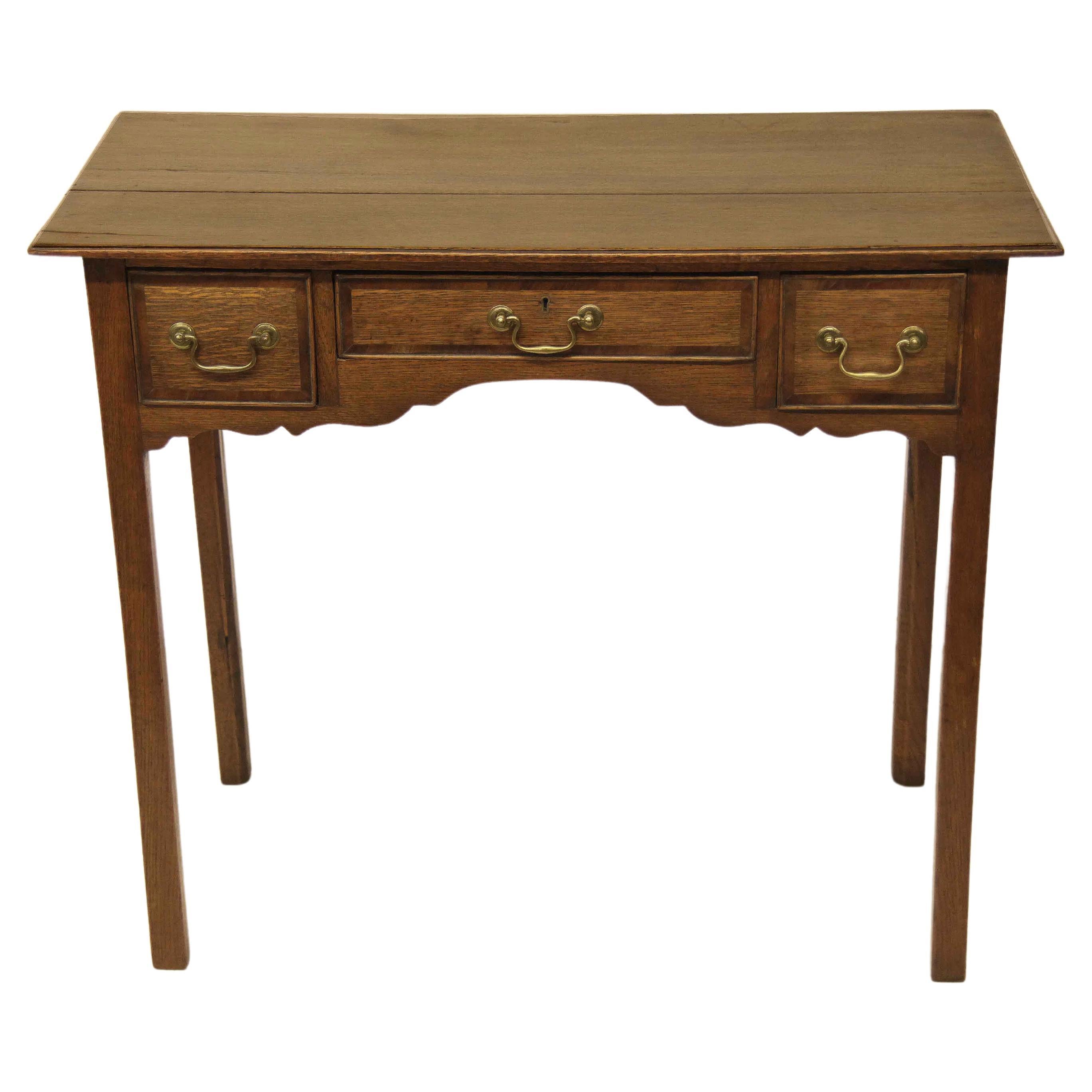 English Oak Three Drawer Side Table For Sale