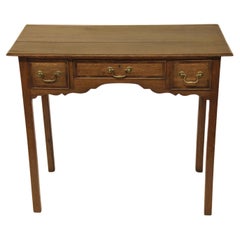 Antique English Oak Three Drawer Side Table