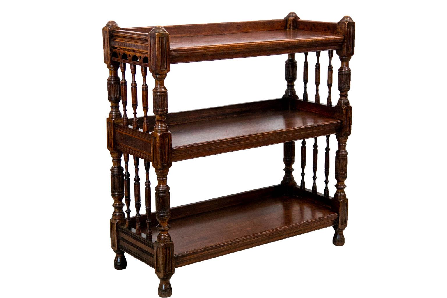 Late 19th Century English Oak Three Tiered Shelf For Sale