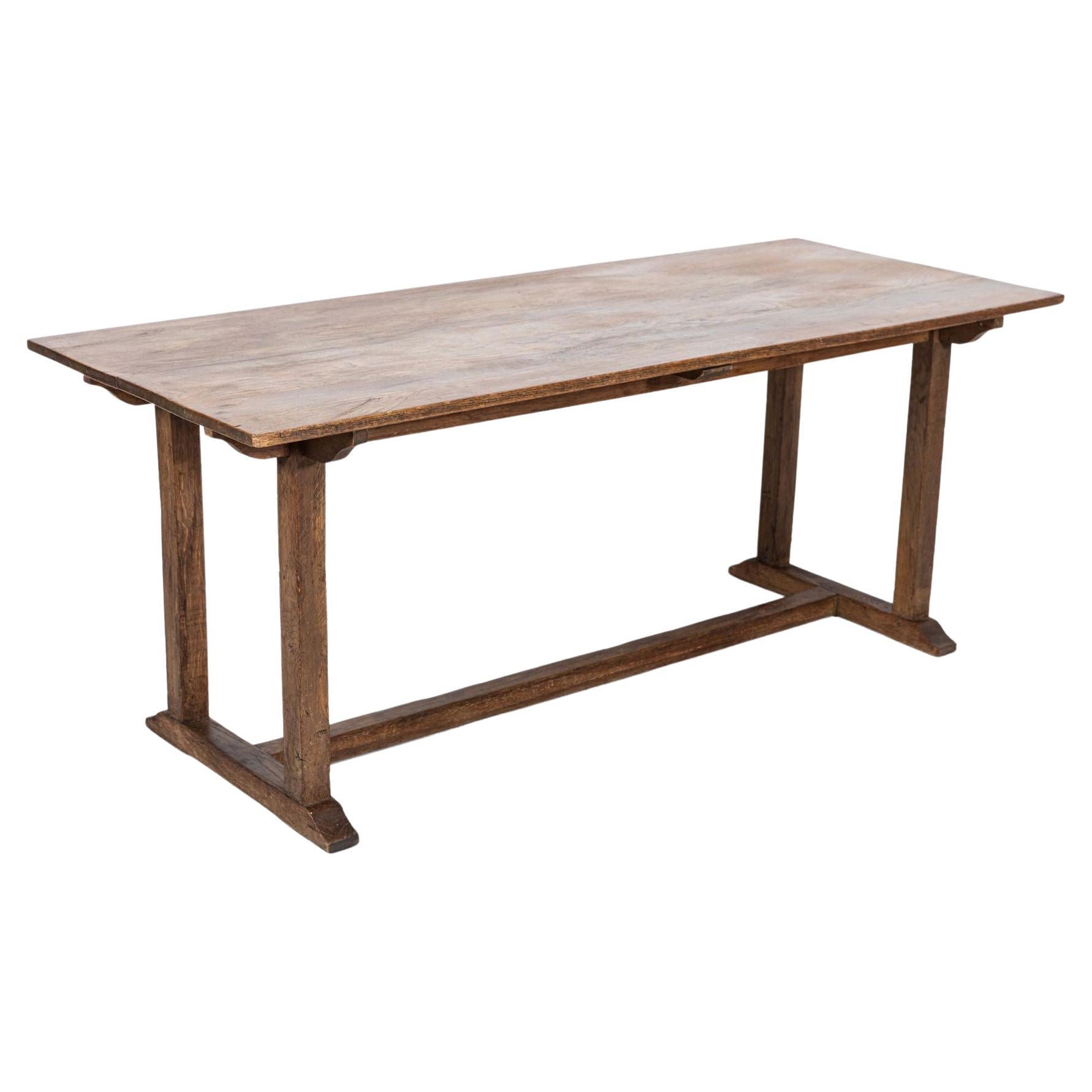 Large English Oak Trestle Table For Sale at 1stDibs