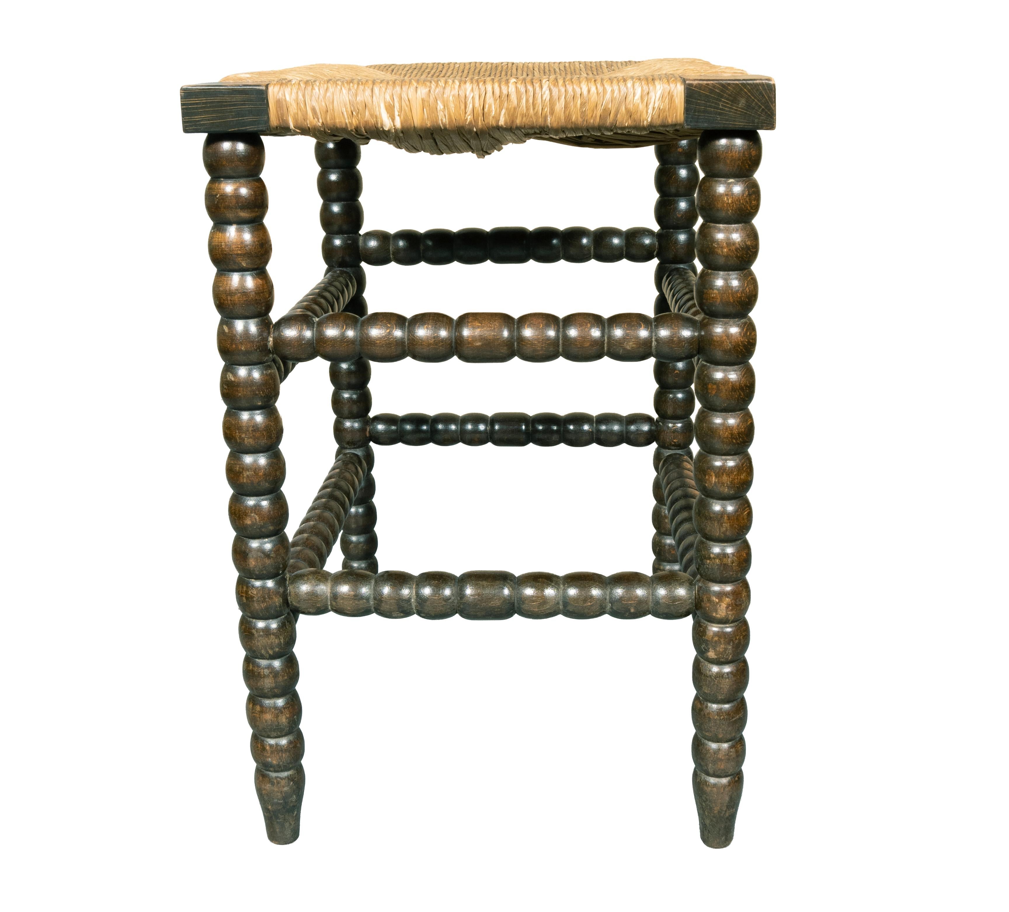 Panchina con gambe tornite in Oak In condizioni buone in vendita a Essex, MA