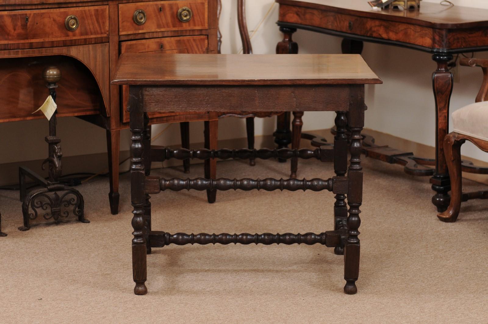 English Oak Turned Leg Side Table 7
