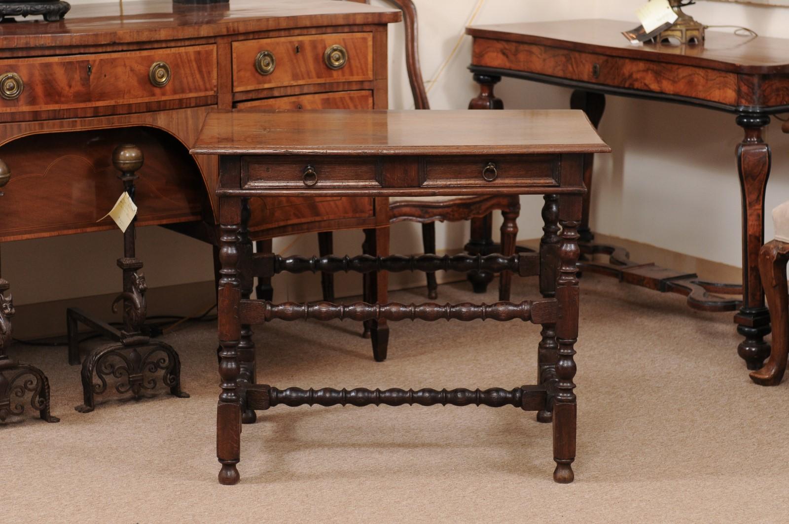 English Oak Turned Leg Side Table 11
