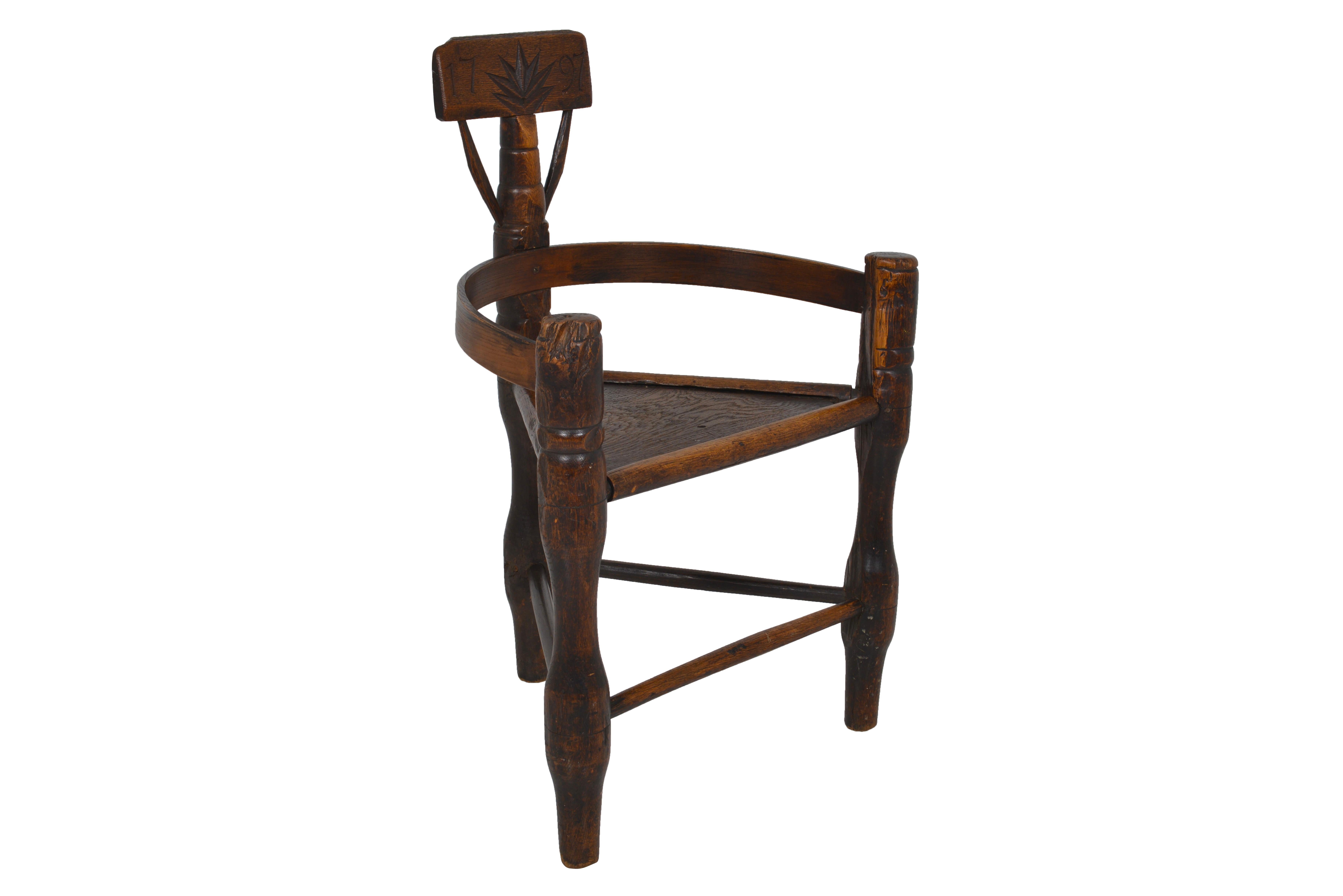 Belgian English Oak Turners’ Chair, circa 1797 For Sale