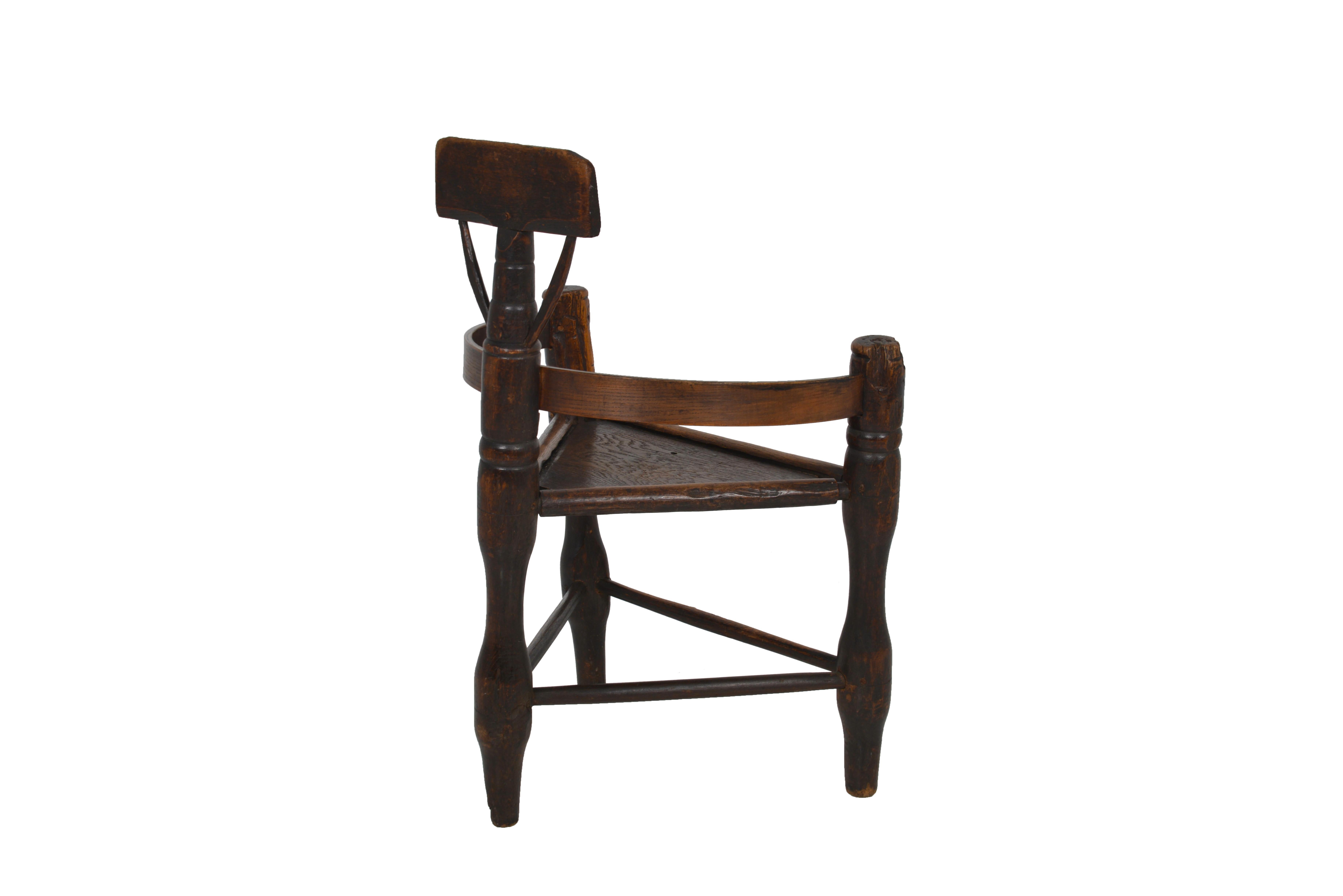 18th Century and Earlier English Oak Turners’ Chair, circa 1797 For Sale