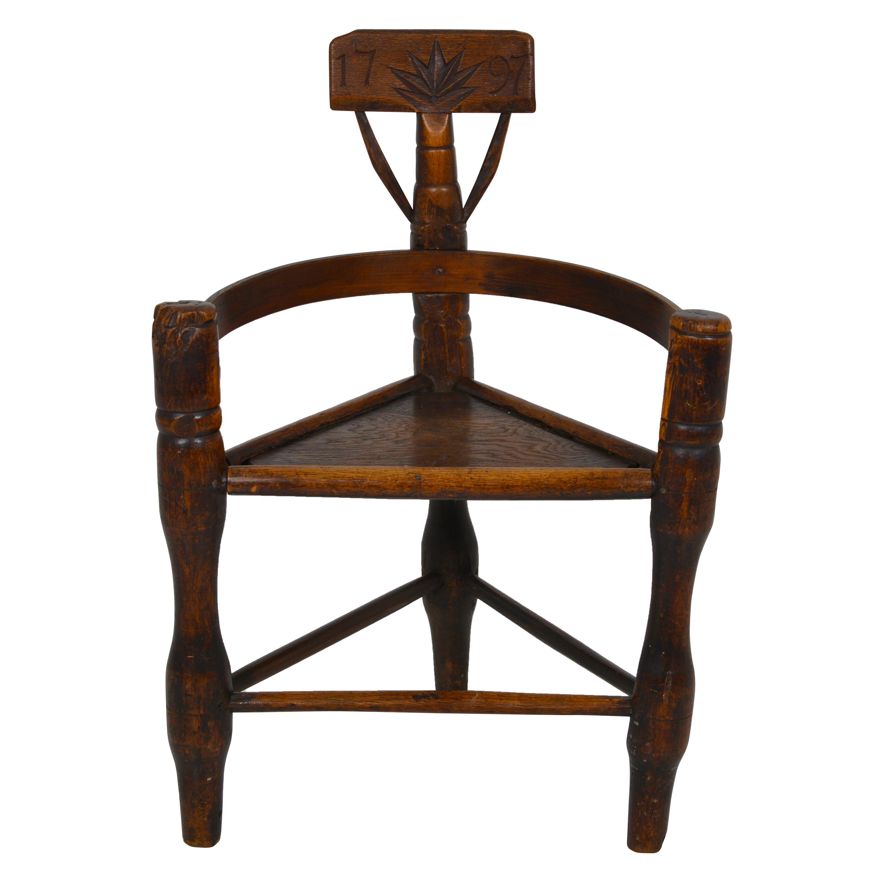 English Oak Turners’ Chair, circa 1797 For Sale