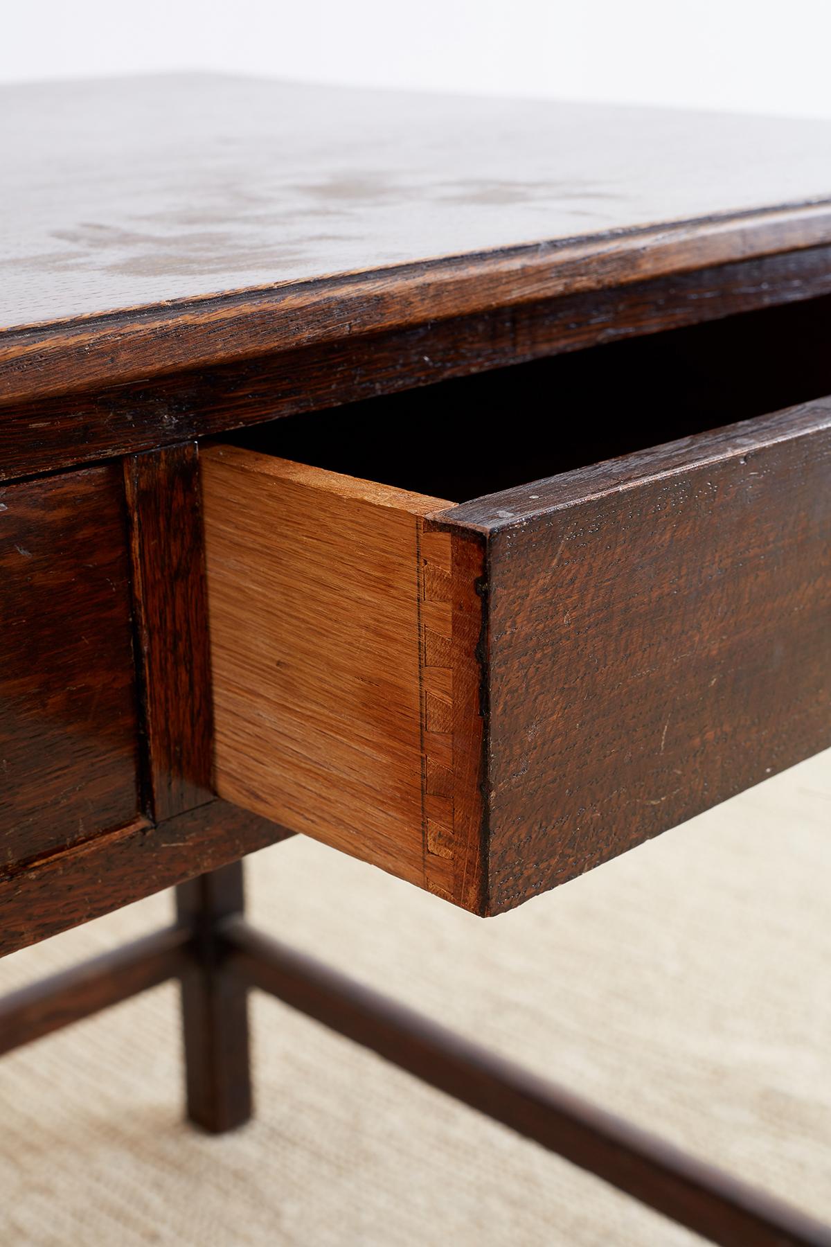 English Oak Two-Drawer Writing Table Desk 3