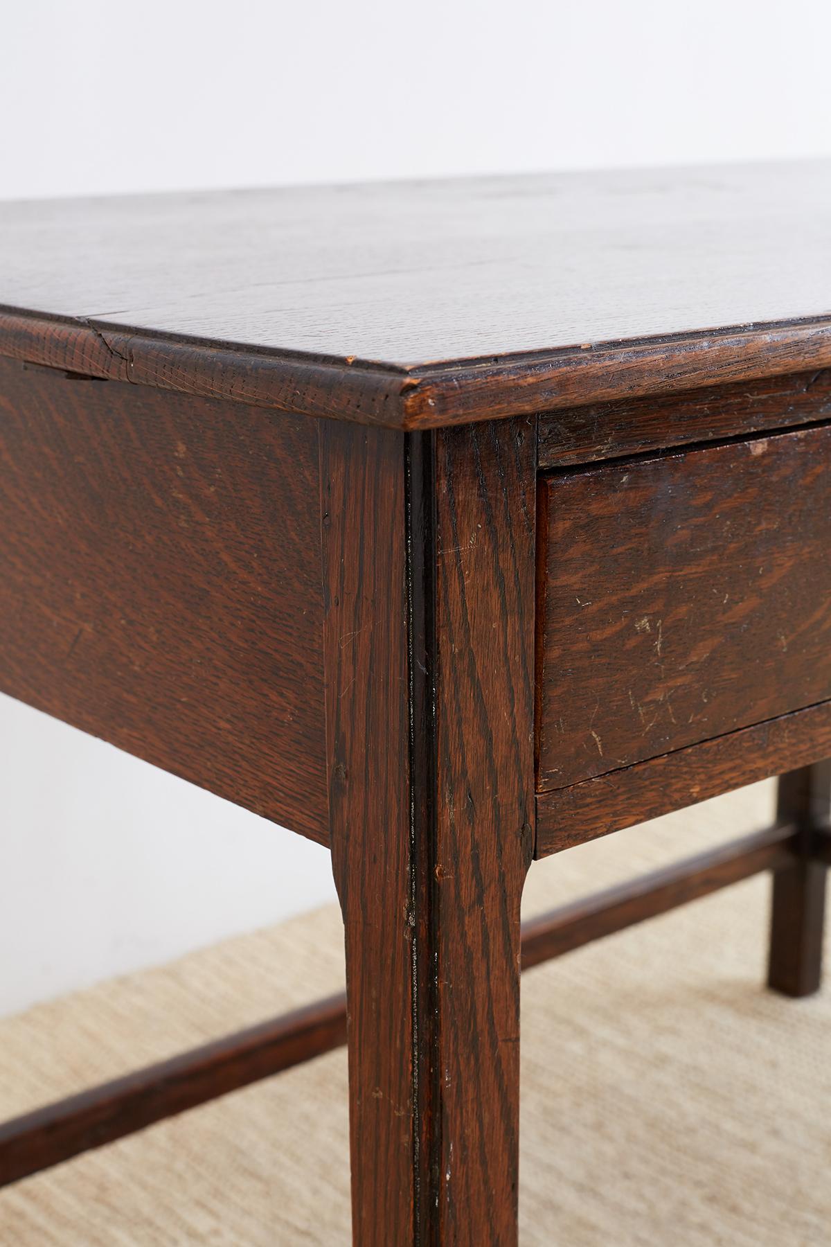 English Oak Two-Drawer Writing Table Desk 6