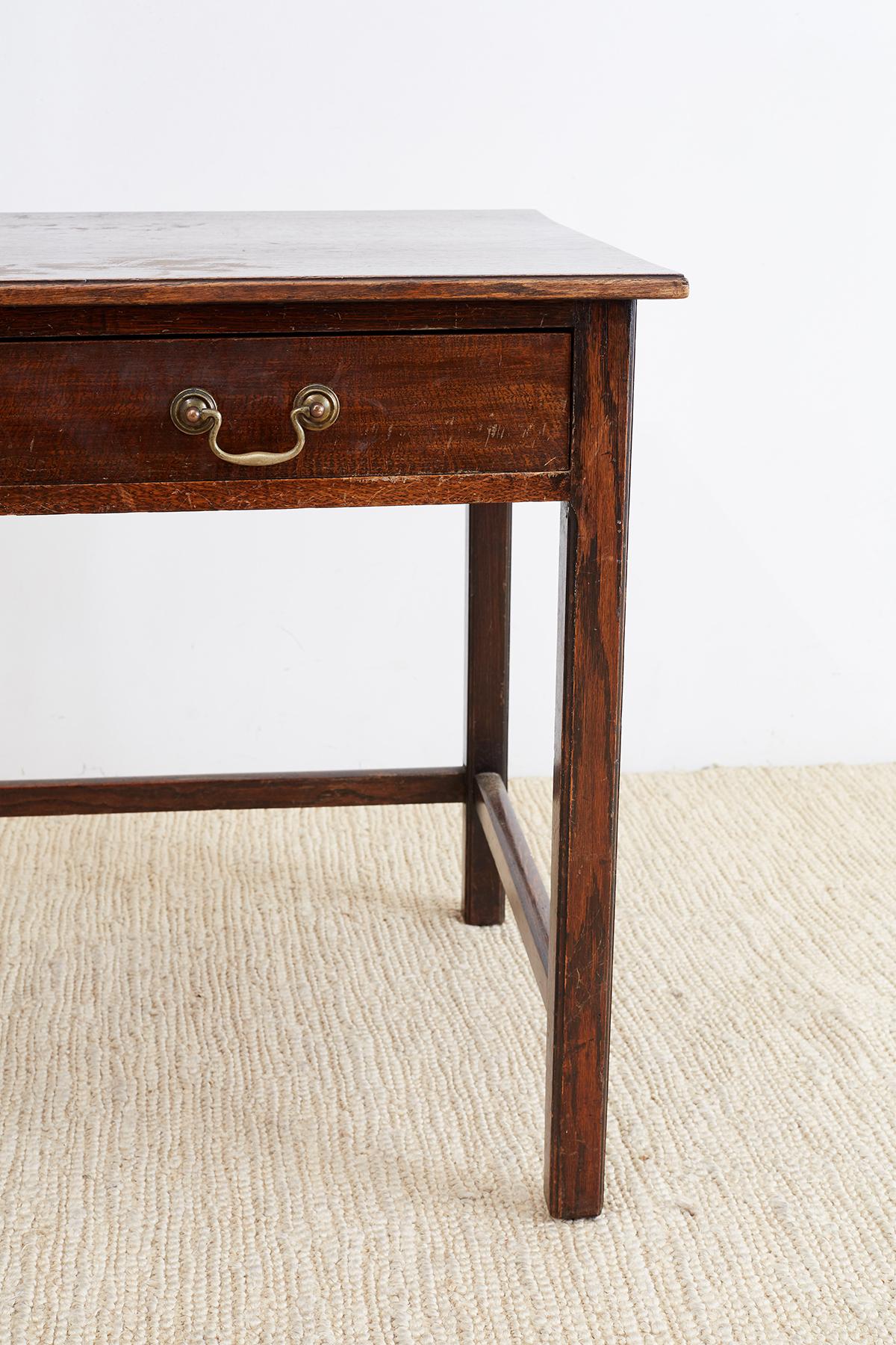 English Oak Two-Drawer Writing Table Desk In Good Condition In Rio Vista, CA