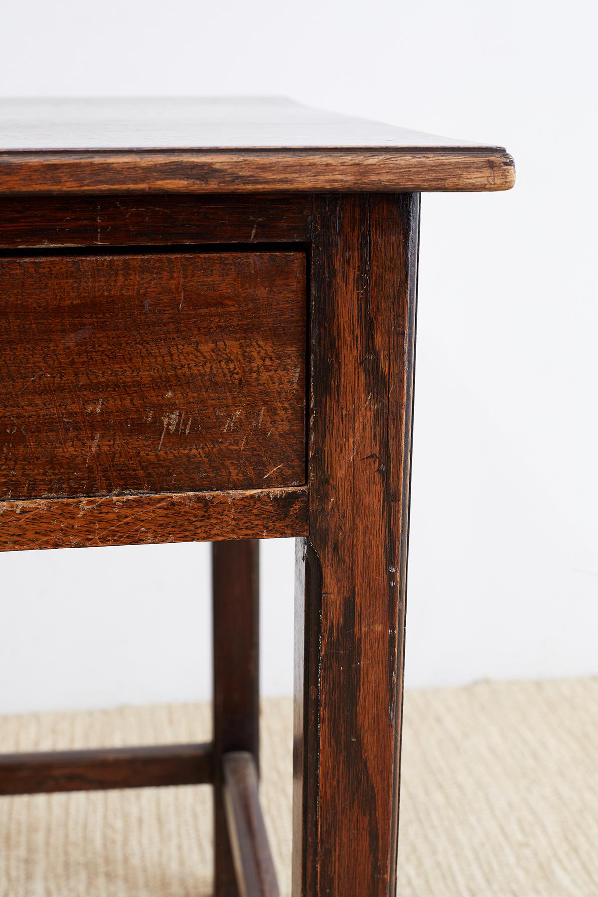 20th Century English Oak Two-Drawer Writing Table Desk