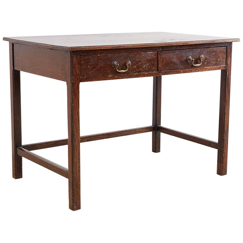 English Oak Two-Drawer Writing Table Desk