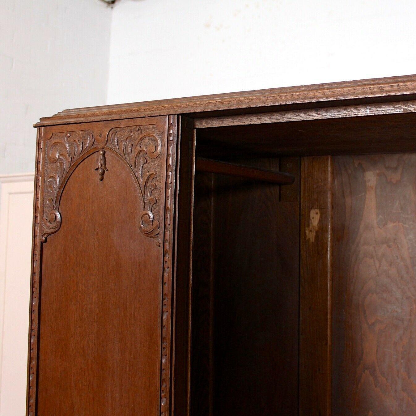 English Oak Wardrobe Arts & Crafts Carved, 19th Century For Sale 2