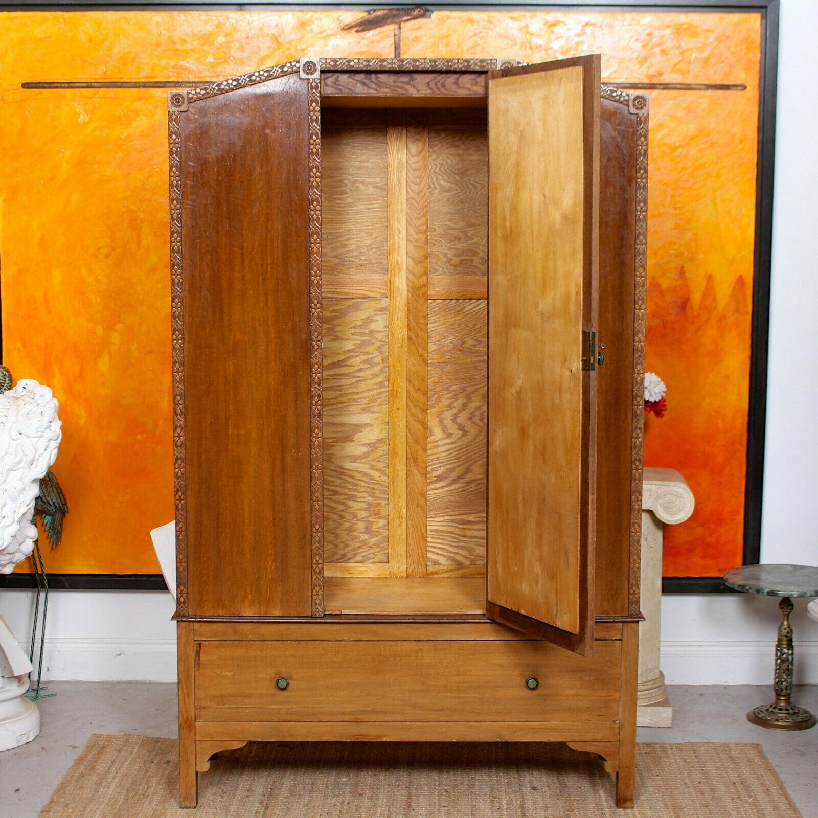 antique oak wardrobe with mirror