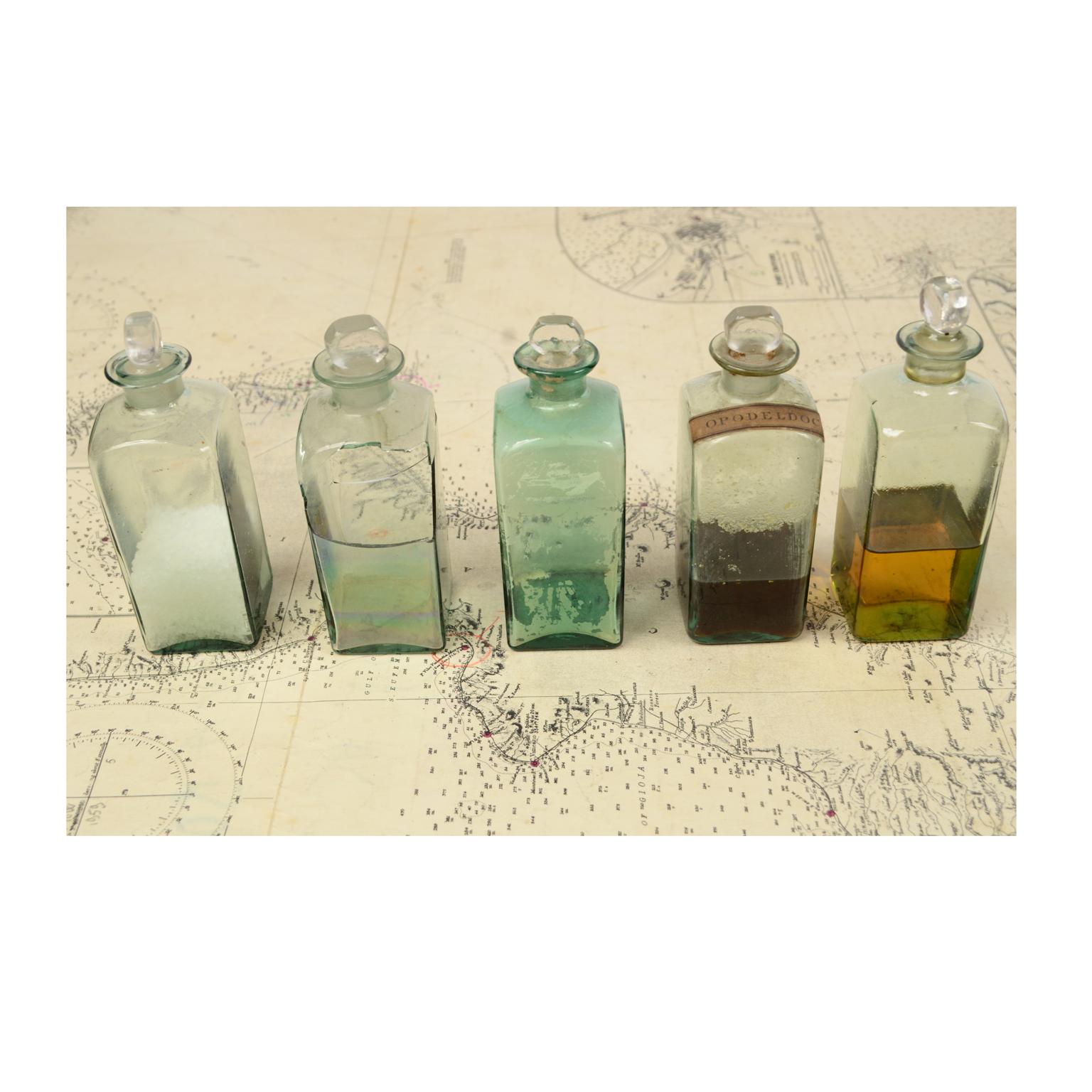 Late 19th century English Oak Antique Wooden Apothecary Cabinet glass bottles 6