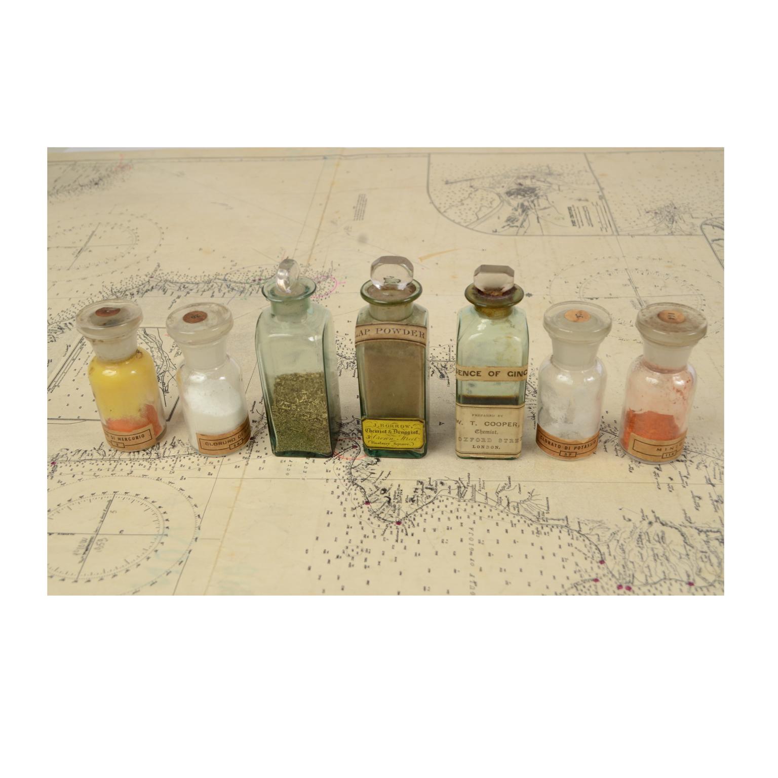 Late 19th century English Oak Antique Wooden Apothecary Cabinet glass bottles 7