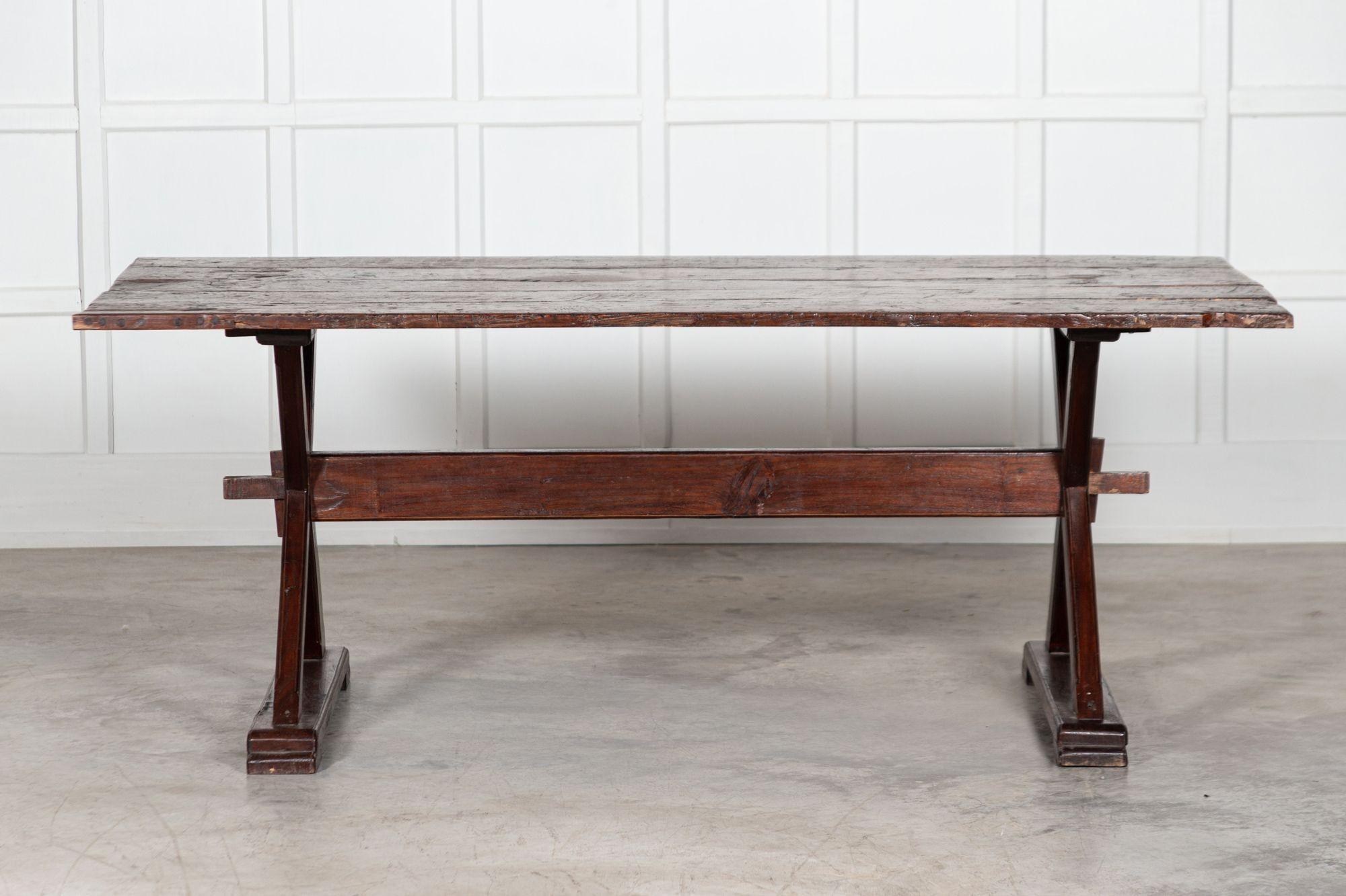 English Oak X-Framed Farmhouse Refectory Table For Sale 7