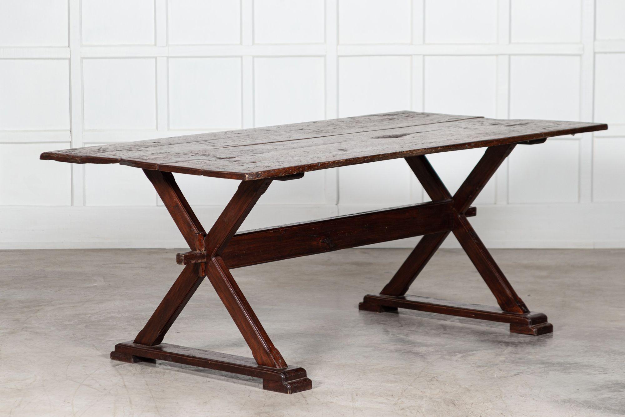English Oak X-Framed Farmhouse Refectory Table For Sale 13