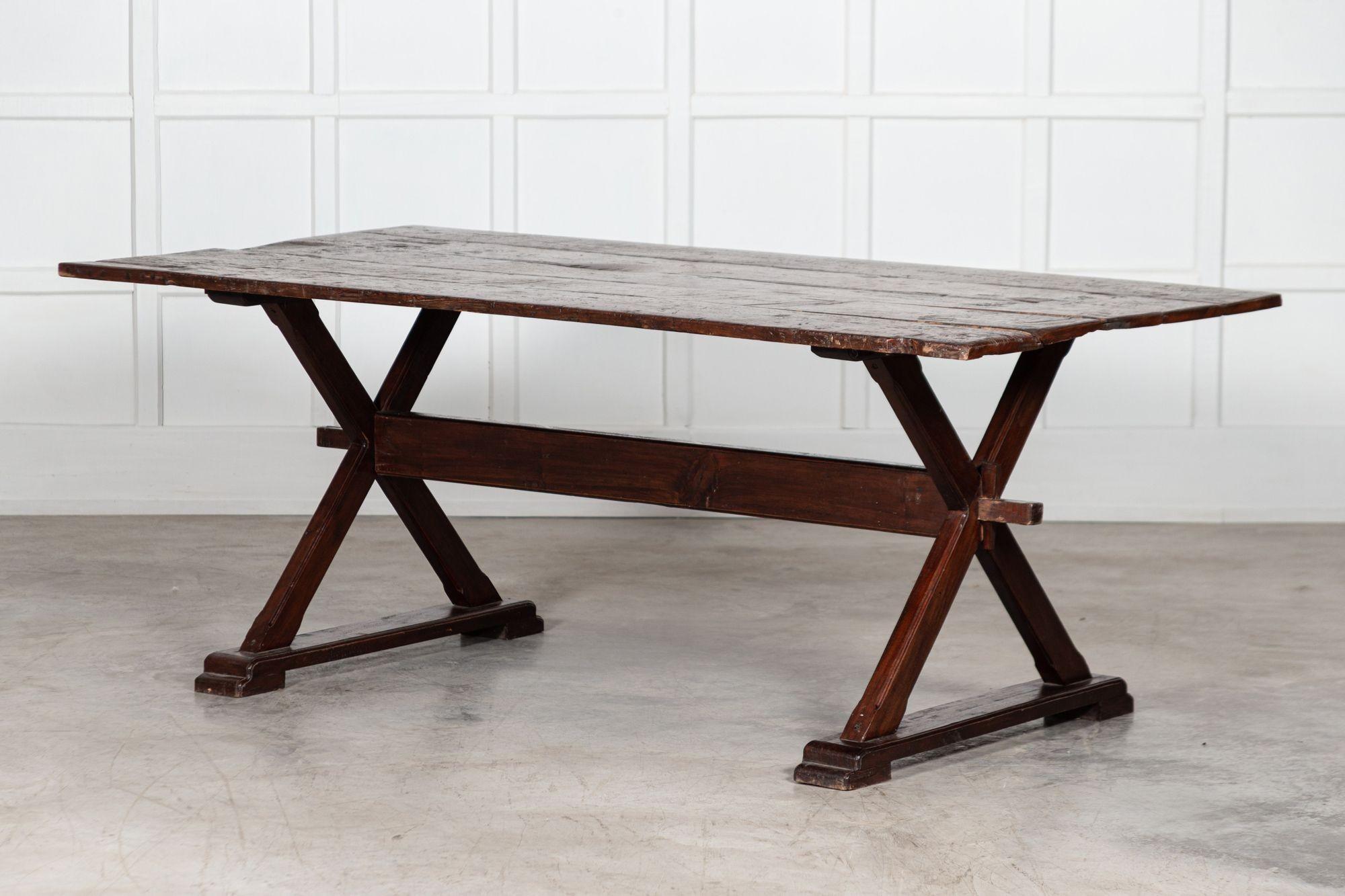 English Oak X-Framed Farmhouse Refectory Table For Sale 4