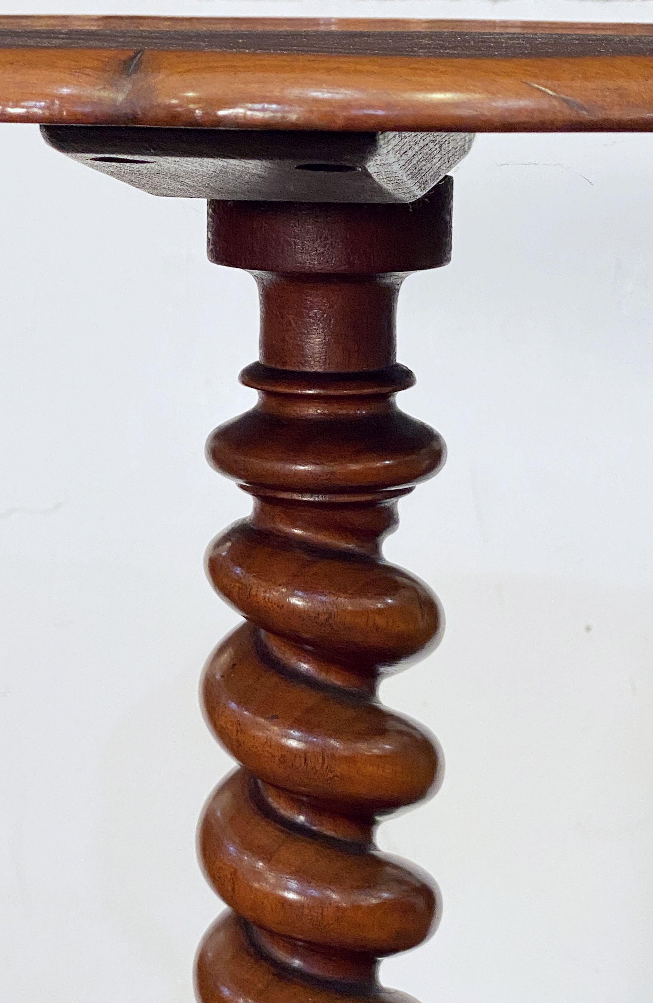 English Occasional or Wine Table of Mahogany on Barley-Twist Tripod Base For Sale 5