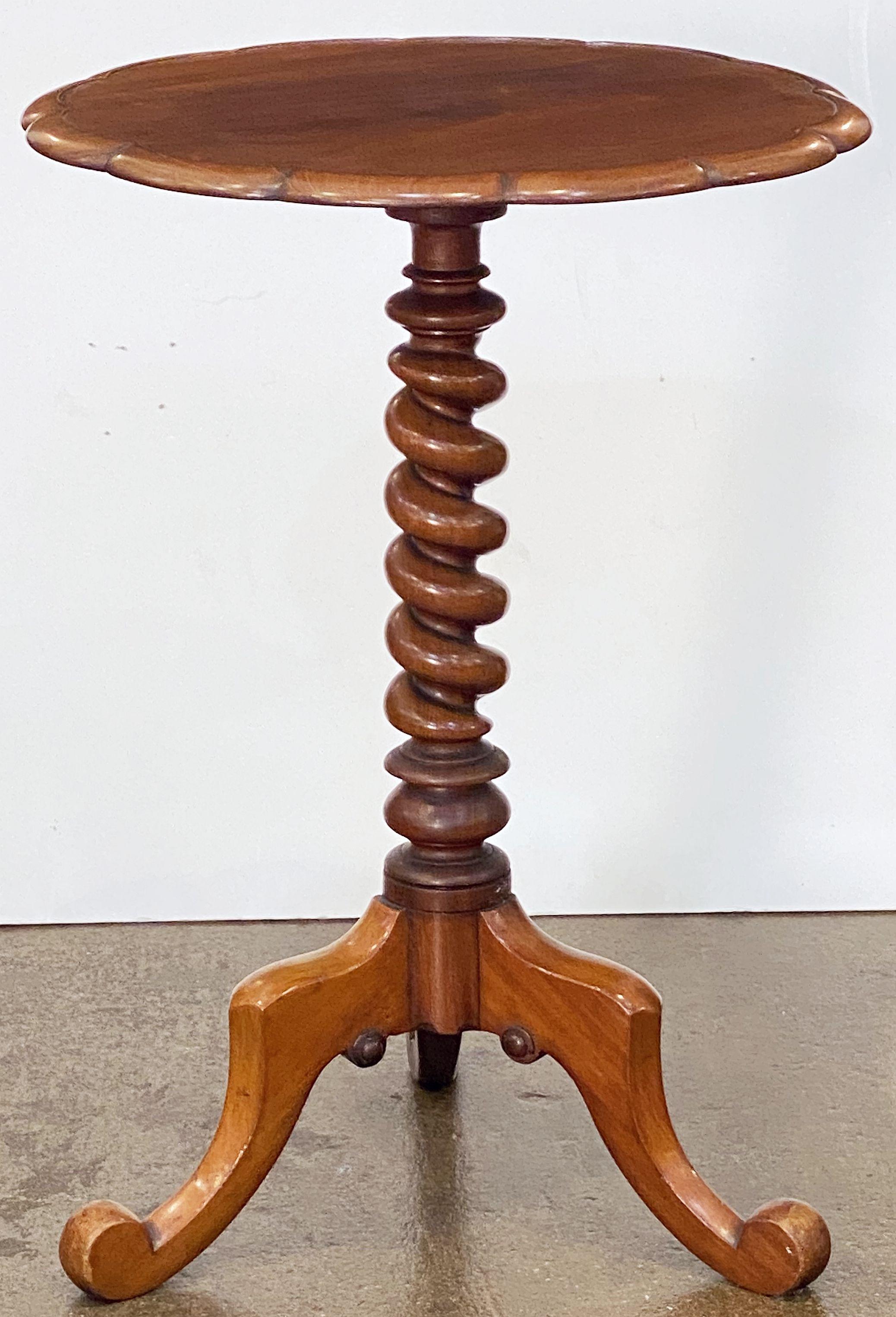 English Occasional or Wine Table of Mahogany on Barley-Twist Tripod Base For Sale 10