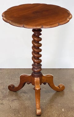 English Occasional or Wine Table of Mahogany on Barley-Twist Tripod Base