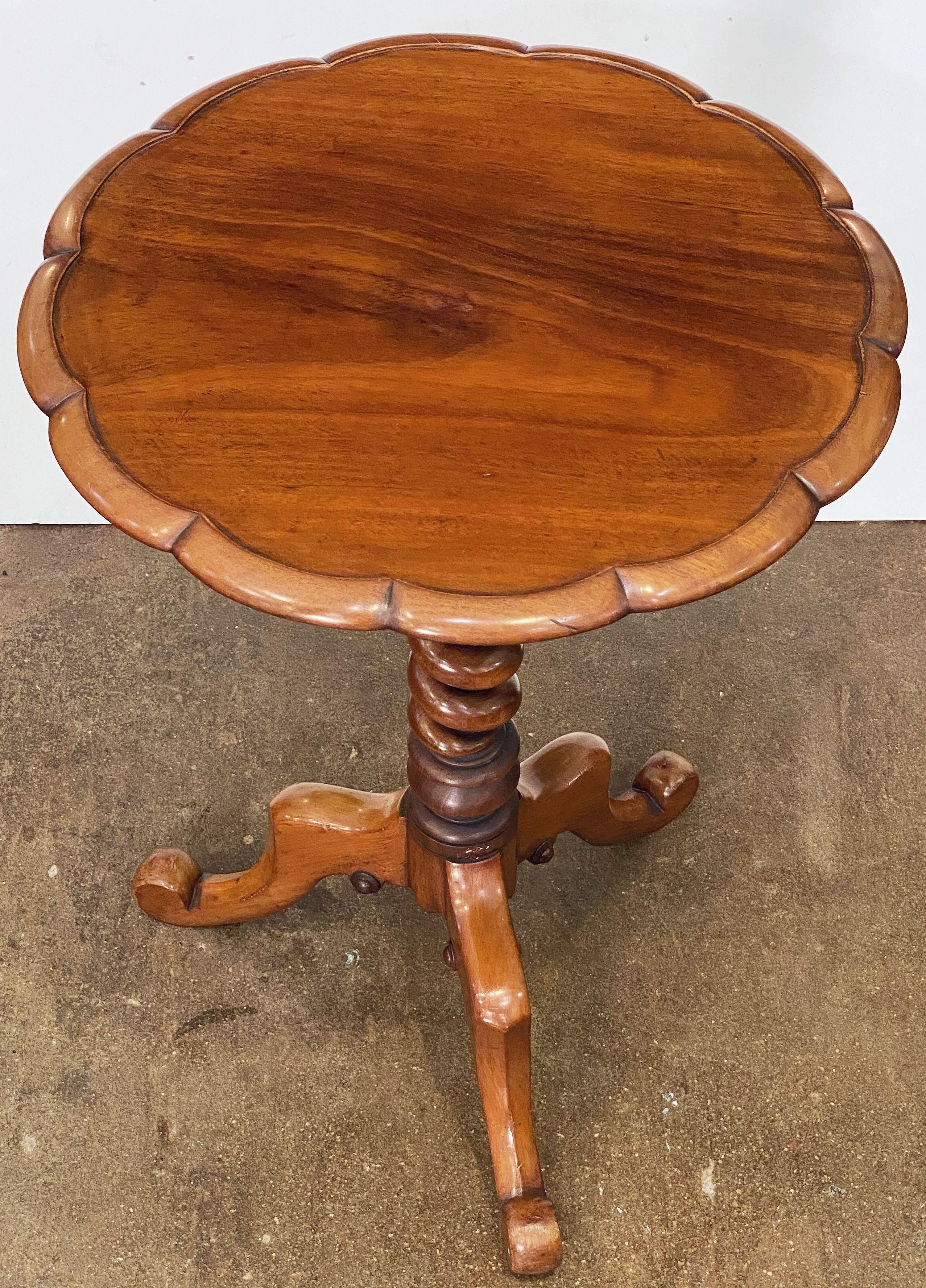 20th Century English Occasional or Wine Table of Mahogany on Barley-Twist Tripod Base For Sale