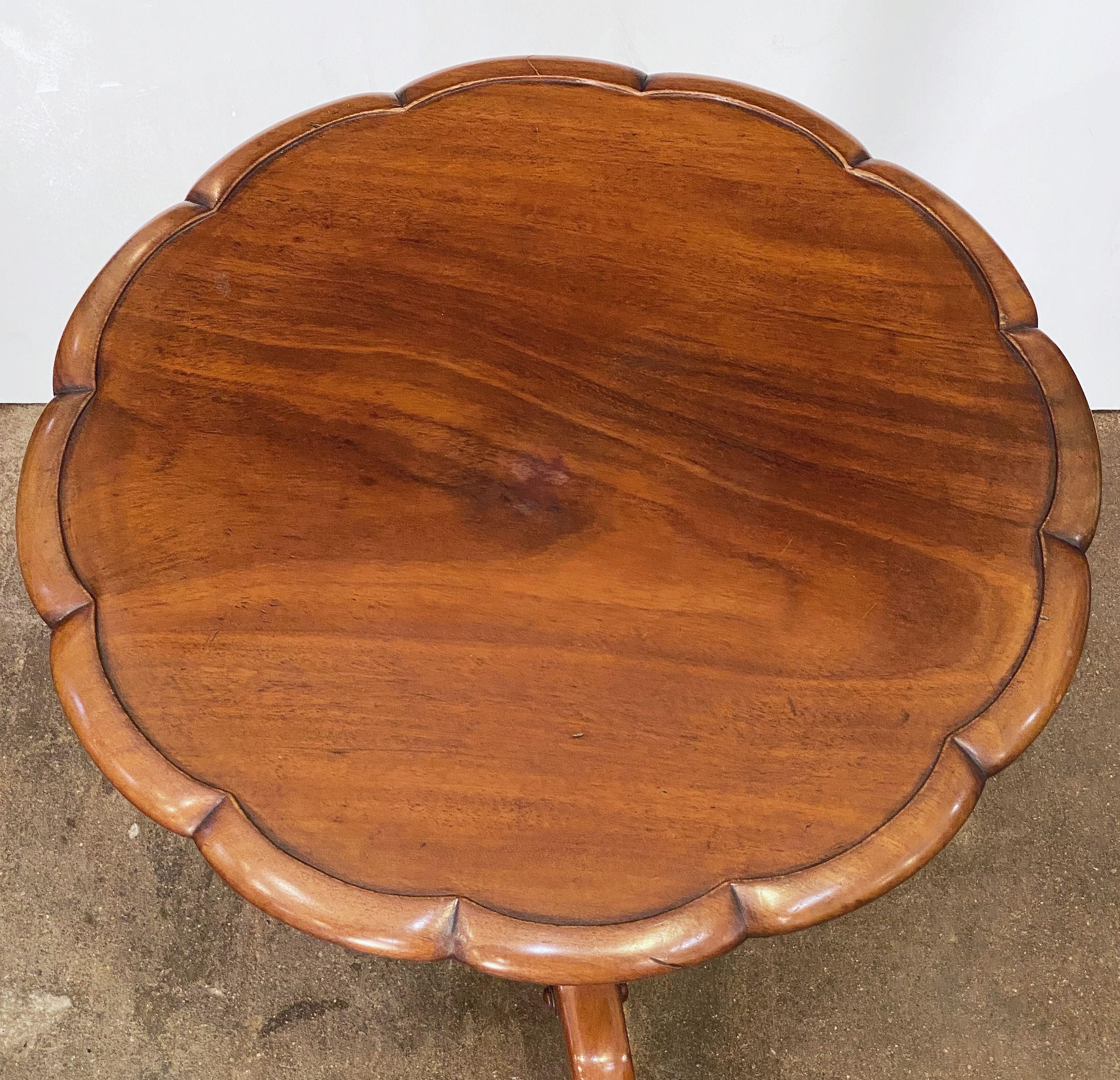 Wood English Occasional or Wine Table of Mahogany on Barley-Twist Tripod Base For Sale