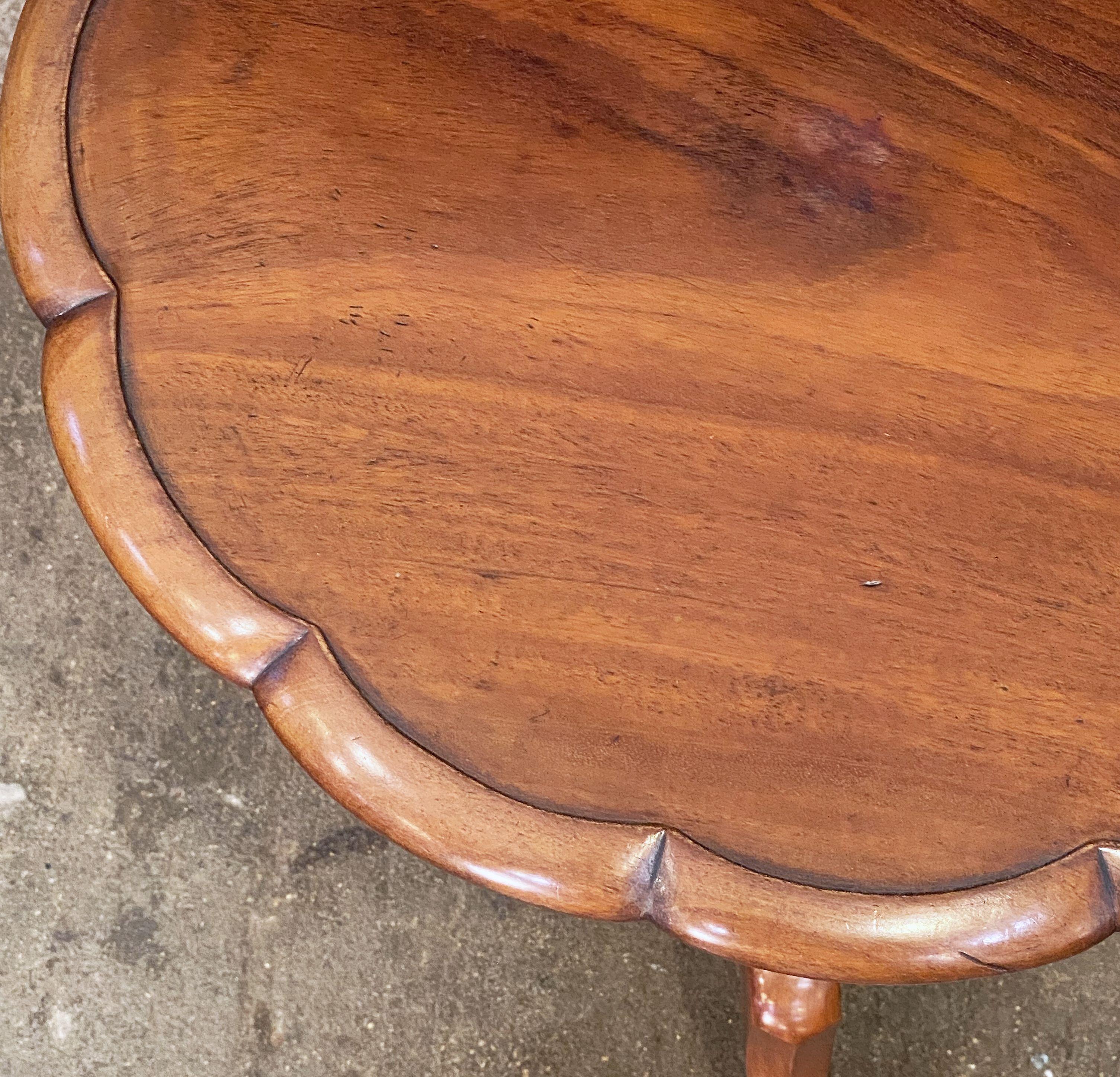 English Occasional or Wine Table of Mahogany on Barley-Twist Tripod Base For Sale 1
