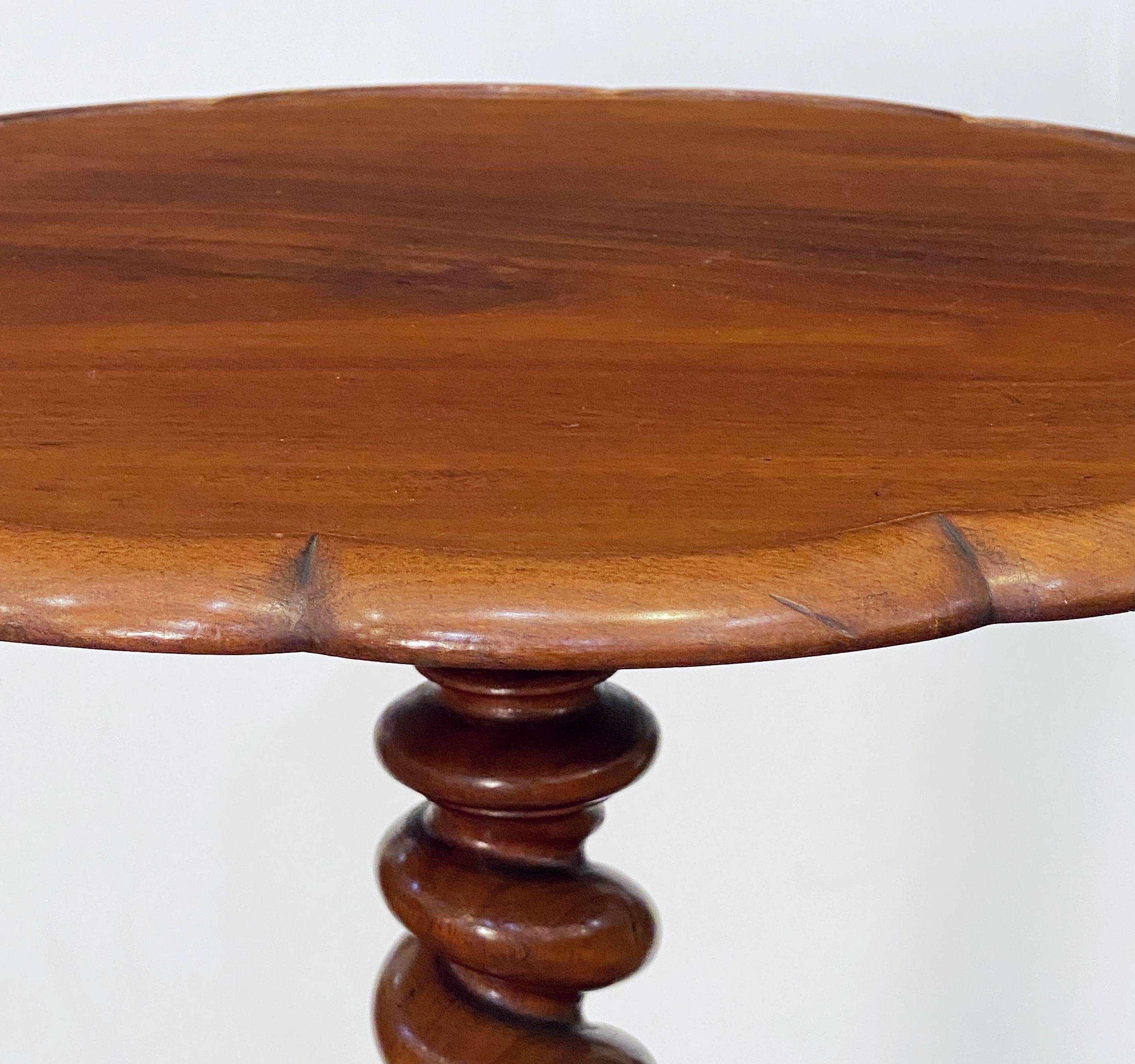 English Occasional or Wine Table of Mahogany on Barley-Twist Tripod Base For Sale 3