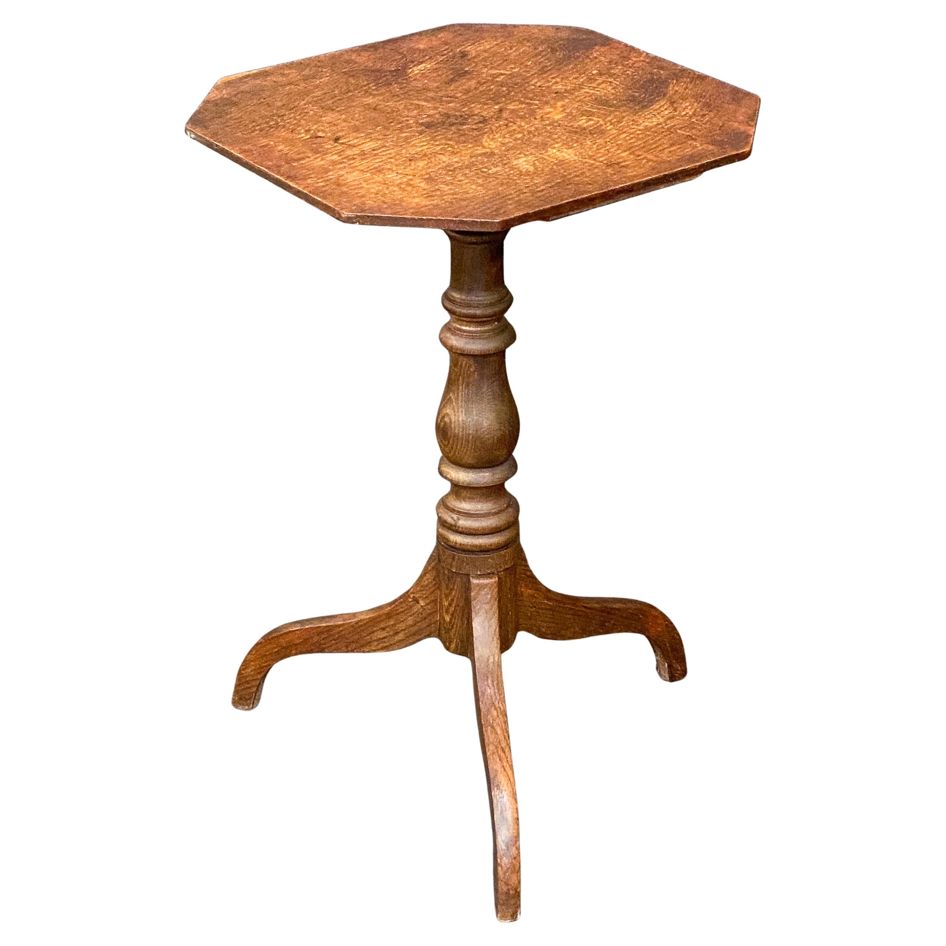 English Occasional Table of Oak with Octagonal Top For Sale