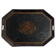 English octagonal standing rim tole tray, c. 1815