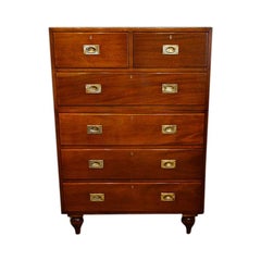 Antique English Officers Edwardian Mahogany Military Chest, Circa 1900