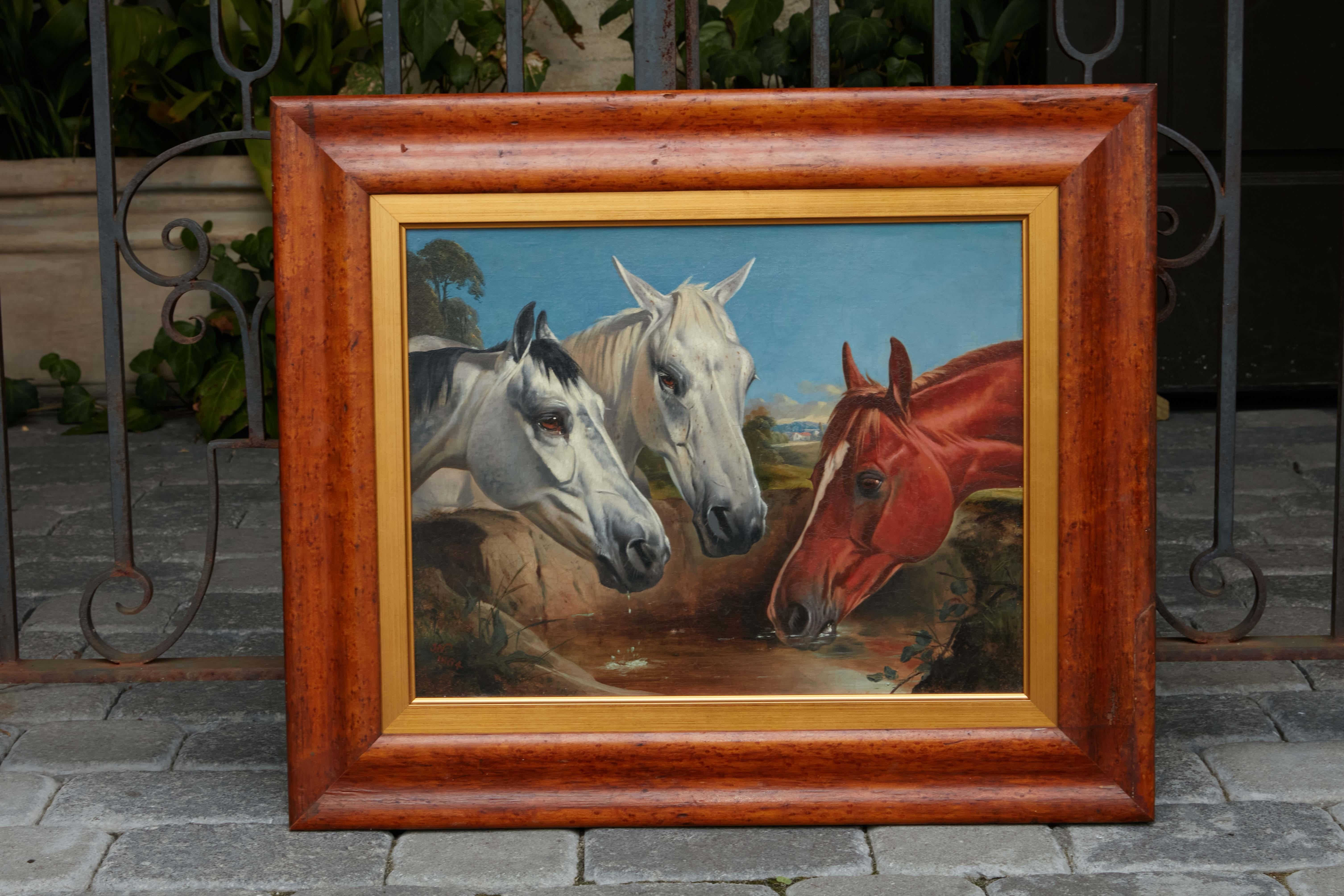 An English oil on board equestrian painting from the 19th century by John Alfred Wheeler (1821-1903) titled 