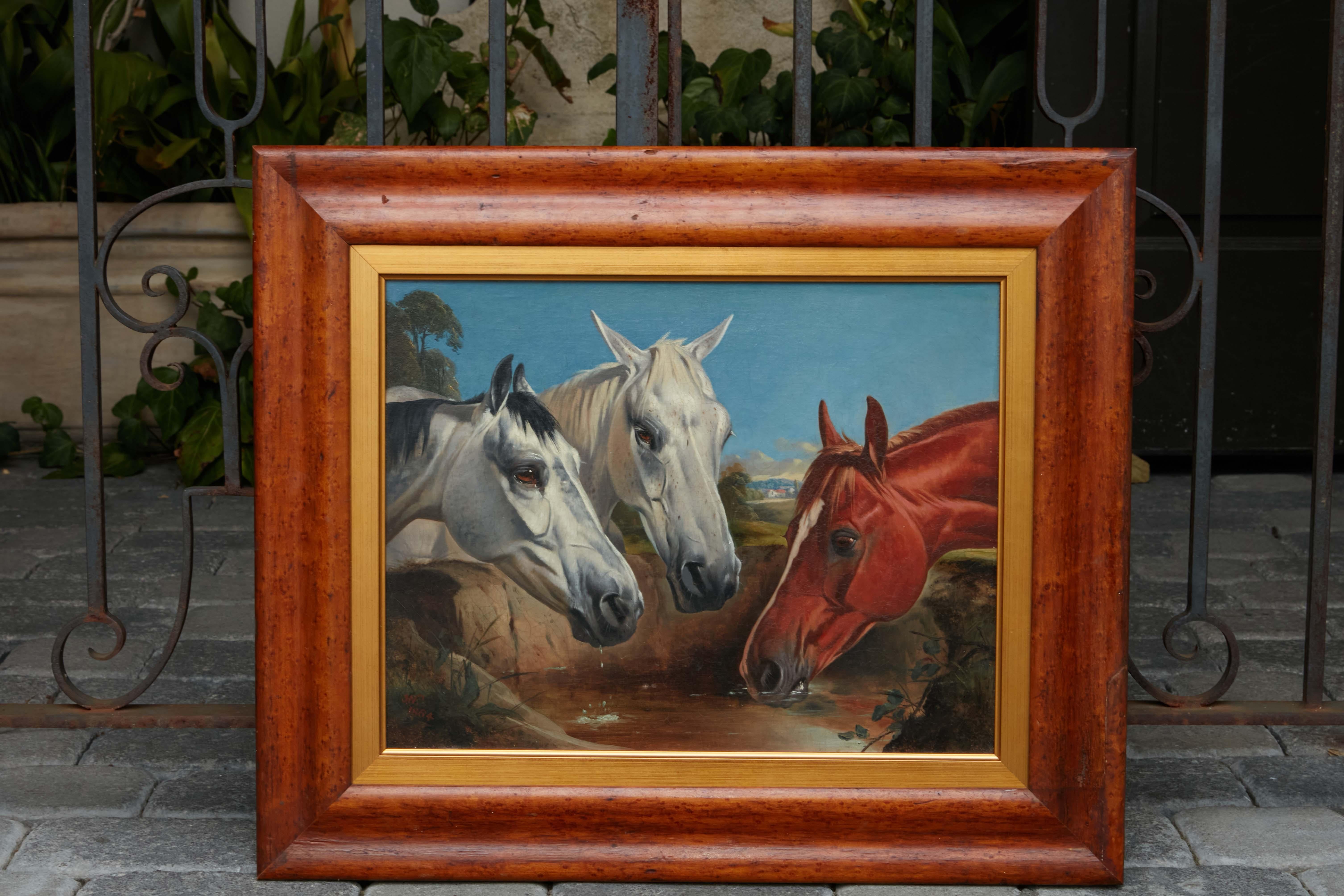 Peint à la main Peinture anglaise à l'huile sur carton représentant un cheval, réalisée par John Alfred Wheeler, vers 1880. en vente