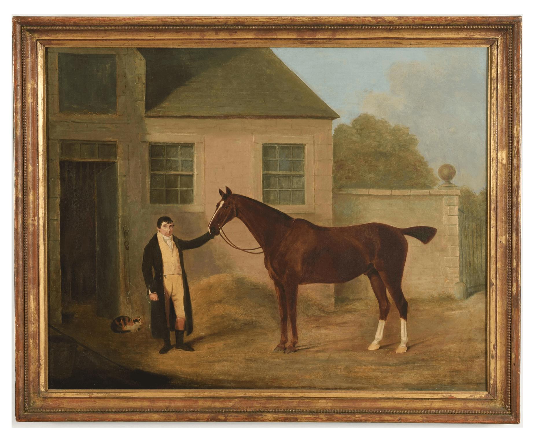 English Oil Painting of Horse and Groom Attributed to Ben Marshall, circa 1805 For Sale 3
