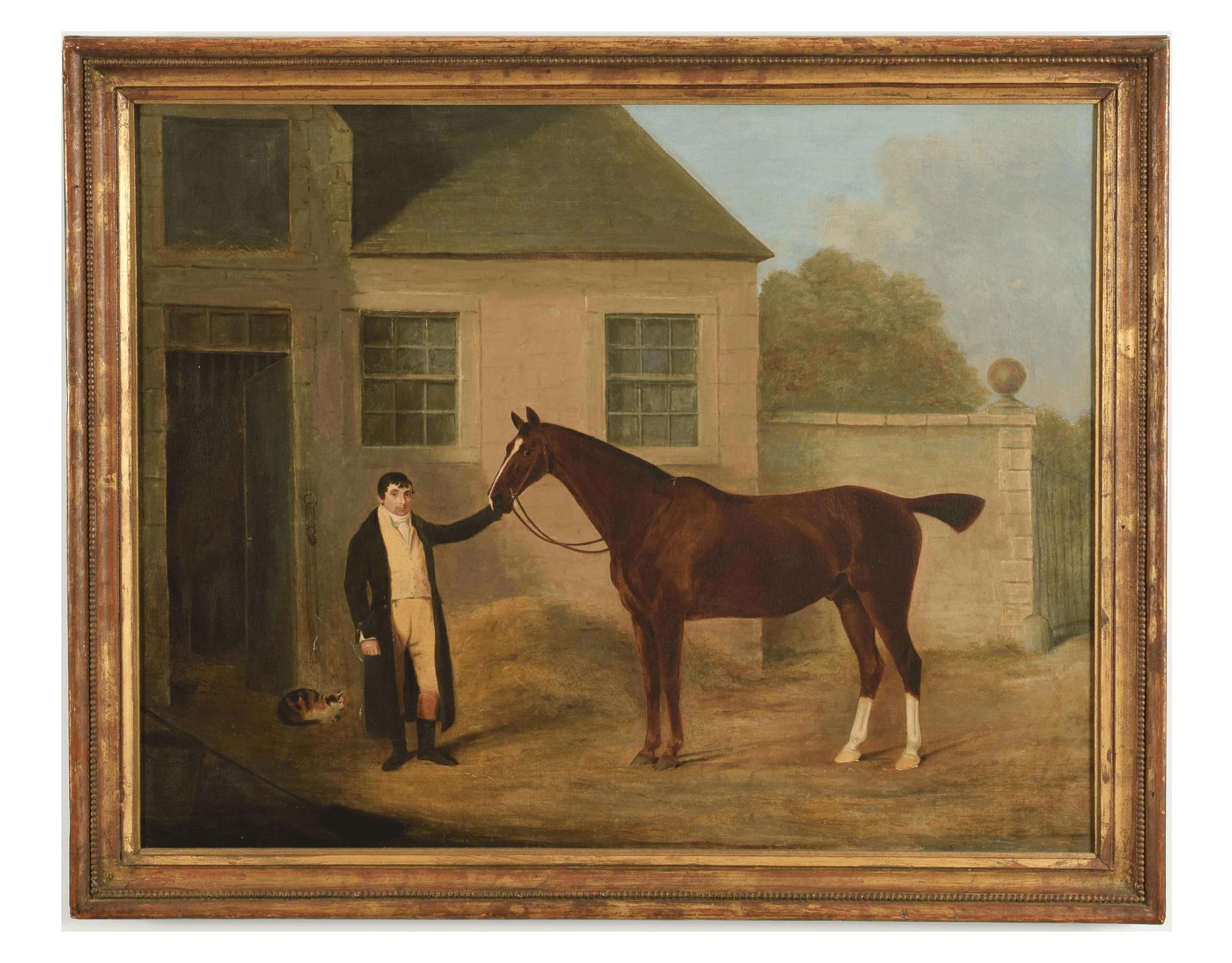 horse with groom painting