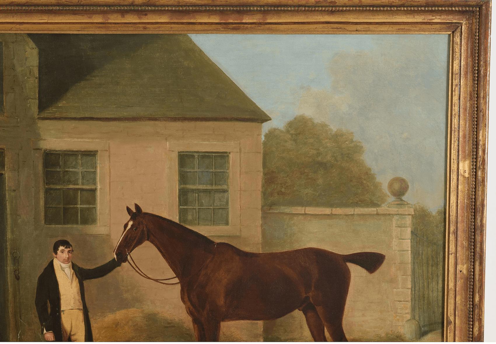 Regency English Oil Painting of Horse and Groom Attributed to Ben Marshall, circa 1805 For Sale