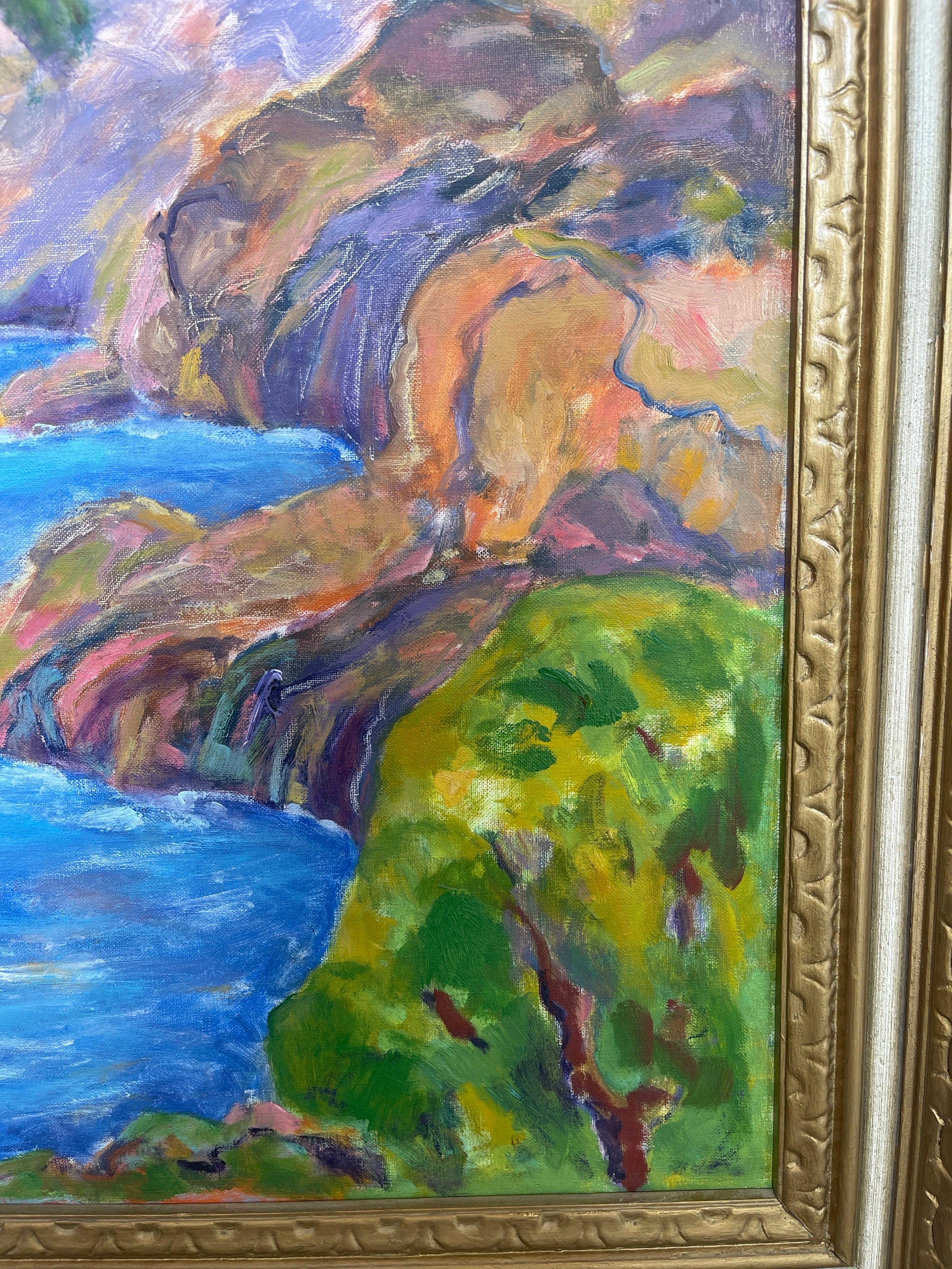 Englisch Öl auf leinwand Riviera Küste von Alexander Beattie (1919-1999) (Handbemalt) im Angebot