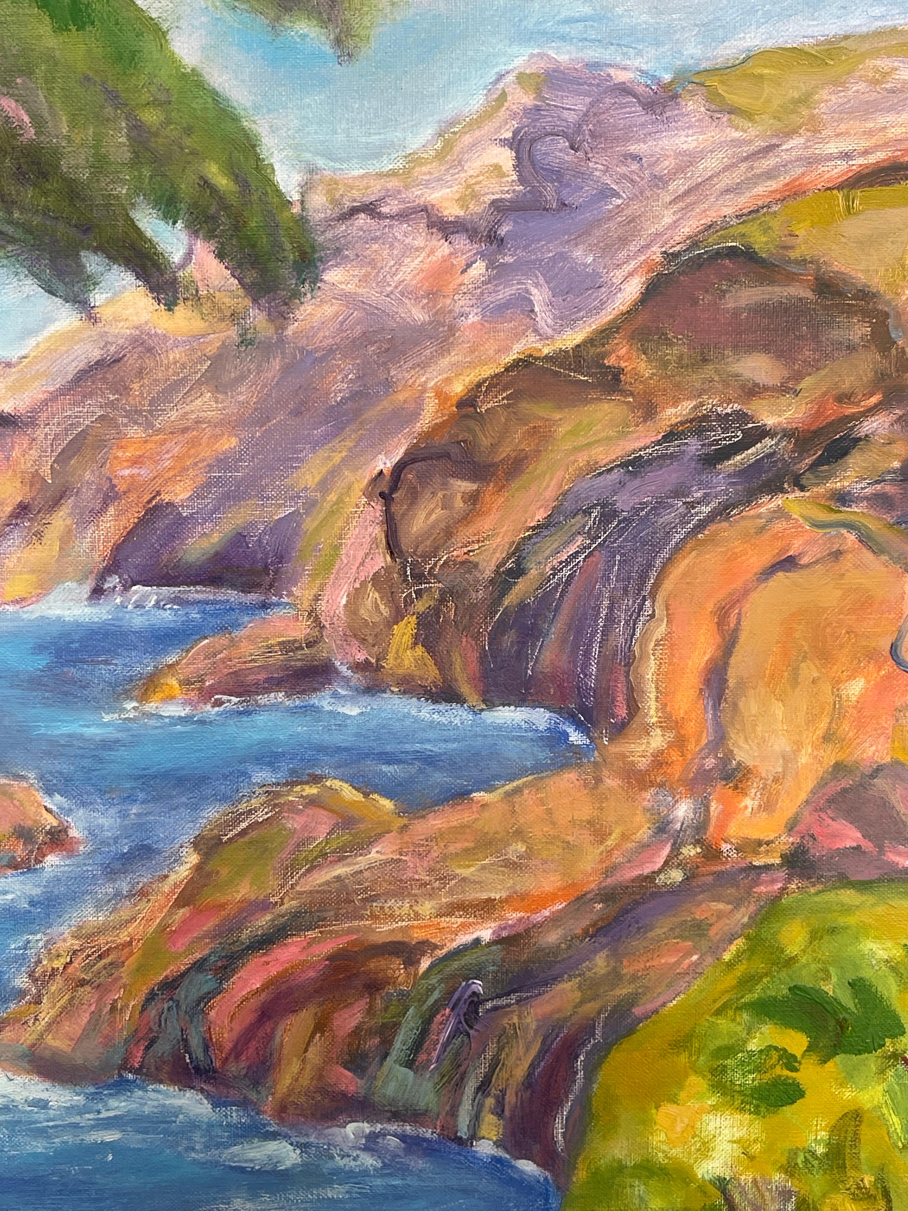 Englisch Öl auf leinwand Riviera Küste von Alexander Beattie (1919-1999) im Zustand „Gut“ im Angebot in West Palm Beach, FL