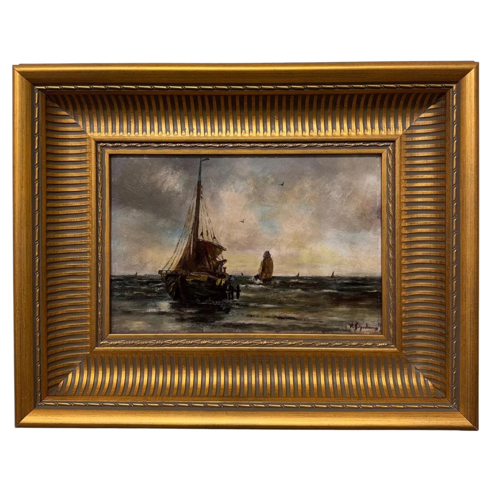 English Oil on Canvas Sailing Boats For Sale