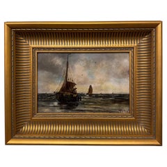 English Oil on Canvas Sailing Boats