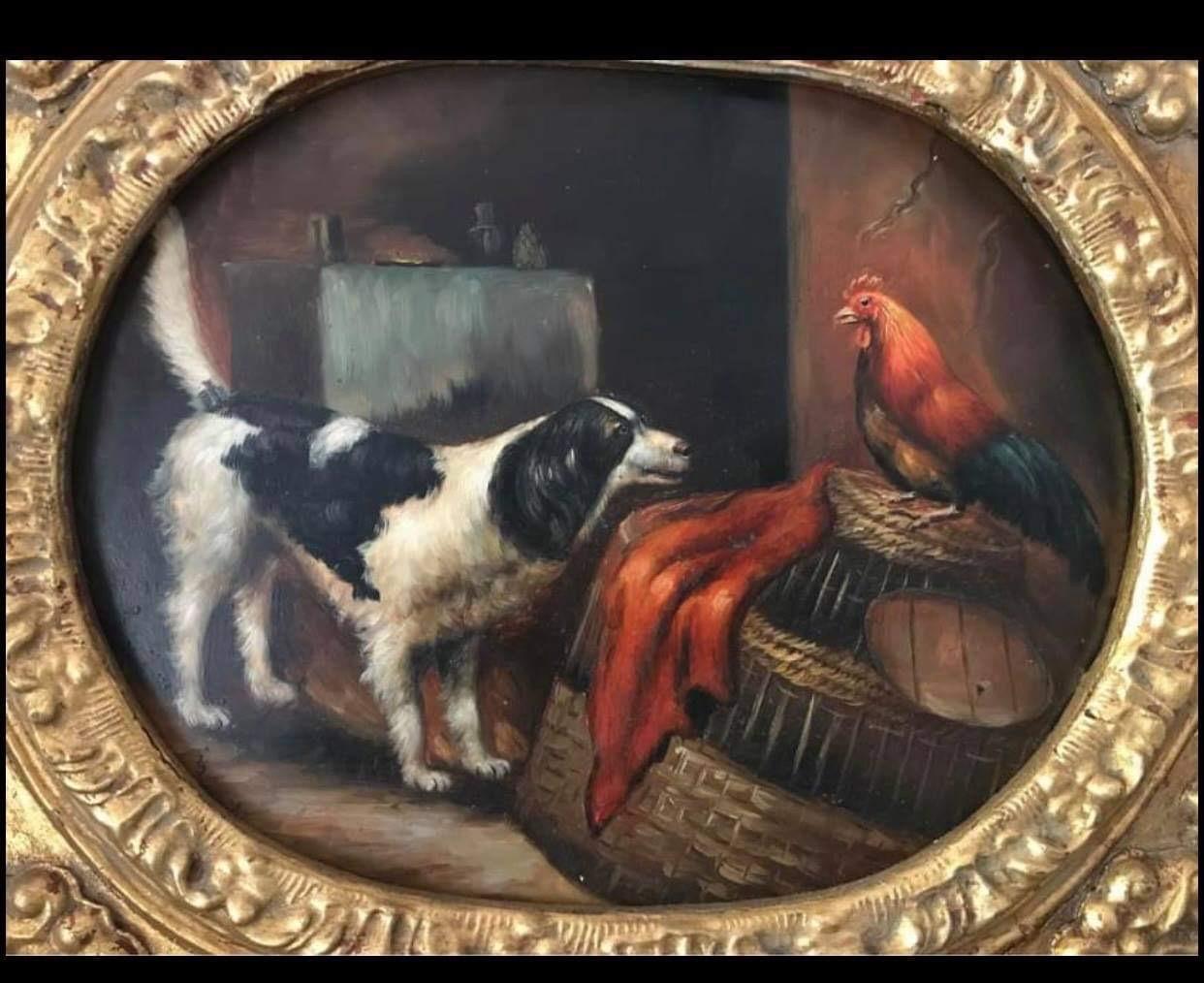 A beautiful oil painting by unknown artist, signature below the frame, unrecognised.