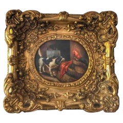 Petite peinture anglaise à l'huile sur bois:: circa 1850
