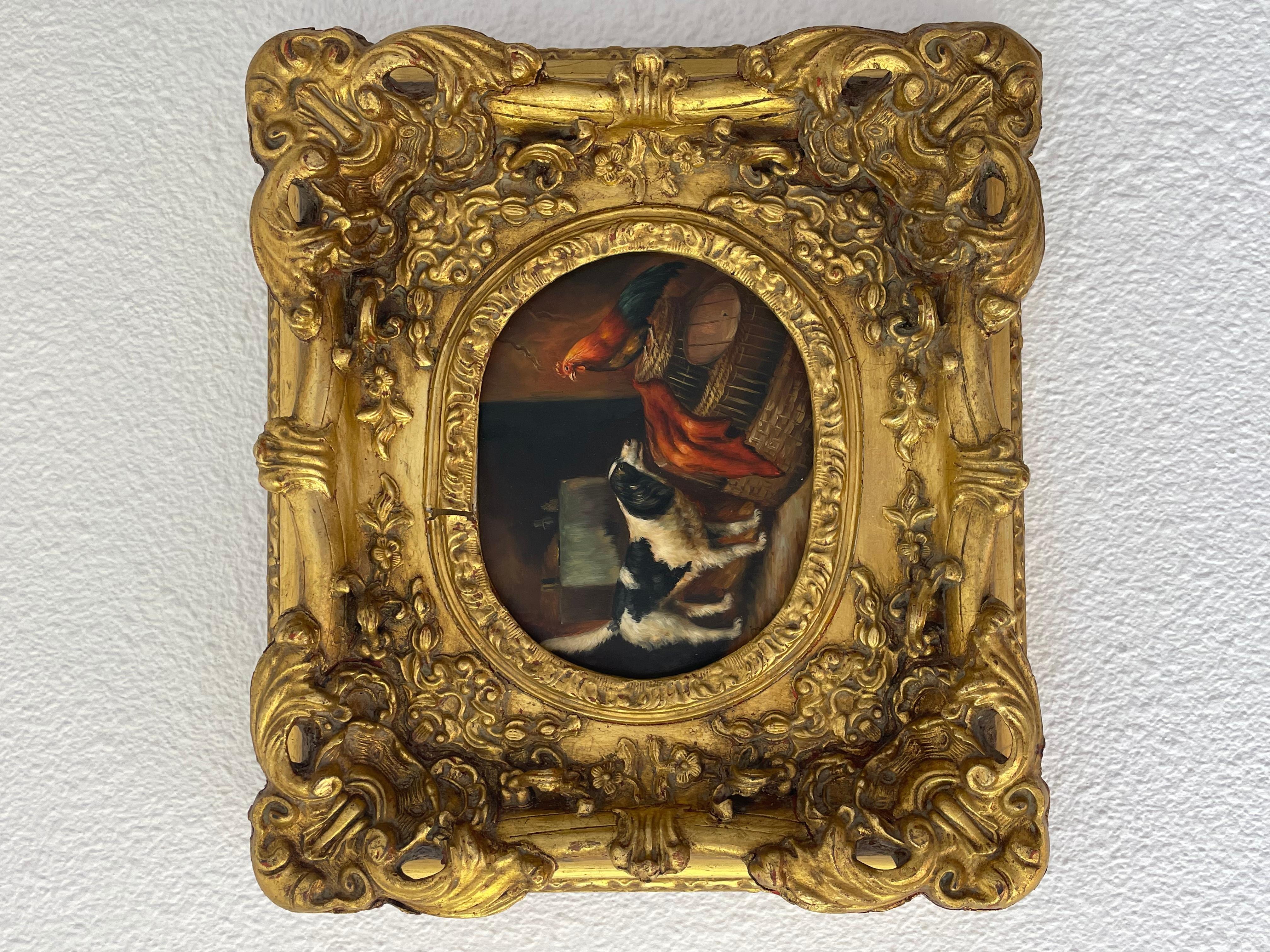 Canvas English Oil on Wood Small Painting, circa 1850