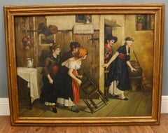 English Oil Painting Blind Mans Bluff After A Tucker