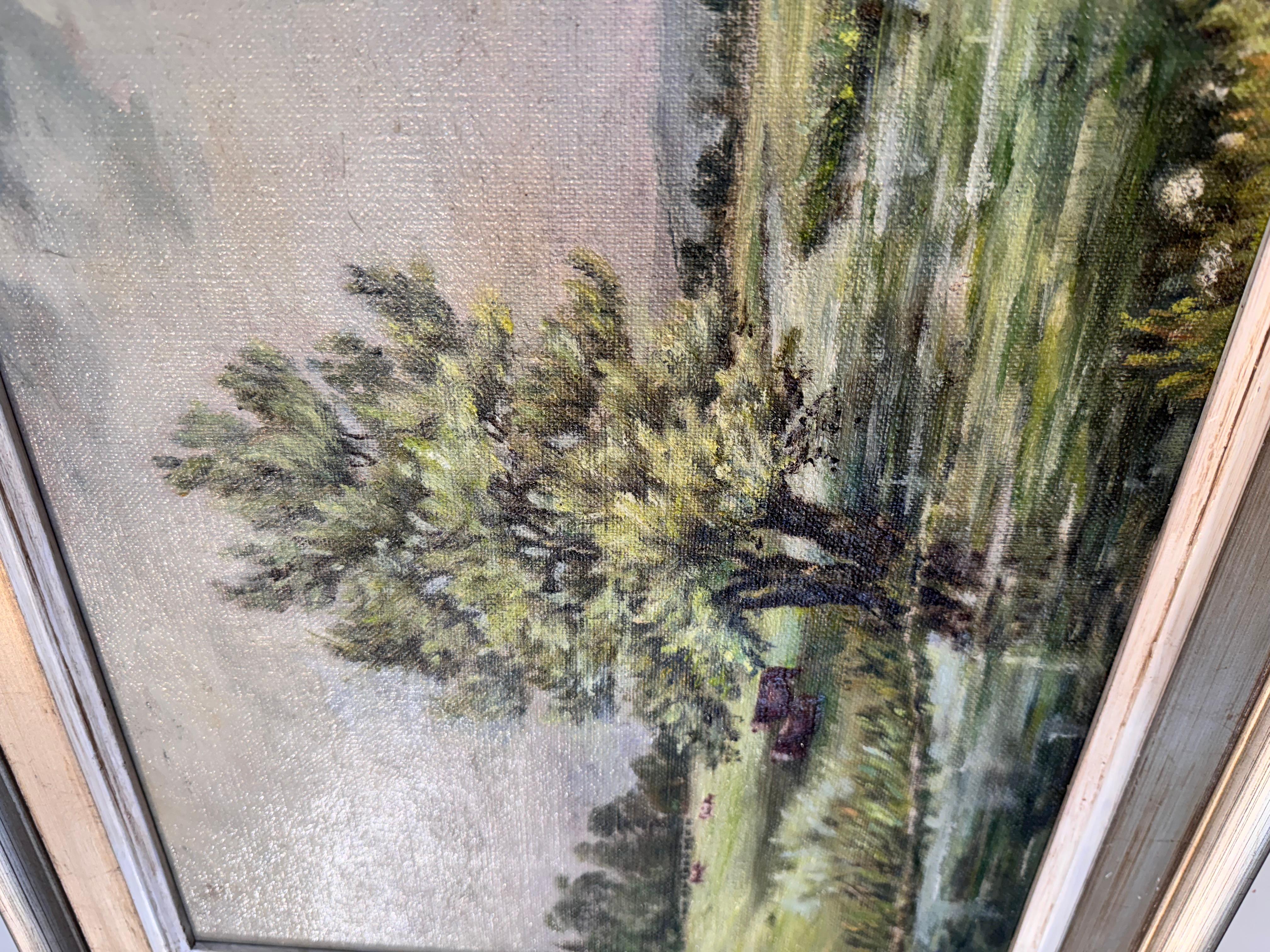 Pintura al óleo inglesa Paisaje agrícola principios del siglo XX en venta