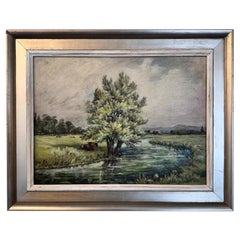 Pittura a olio inglese Paesaggio agricolo