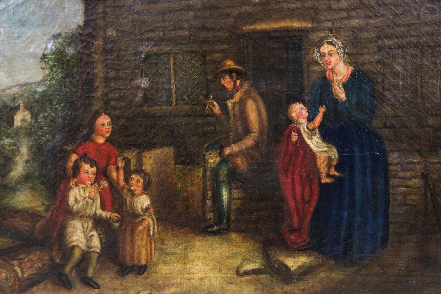 Mid-19th Century English Oil Painting Genre Scene For Sale