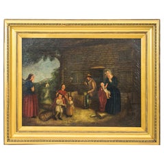 Pittura ad olio inglese Scena di genere
