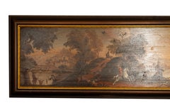English Oil Painting On Board Of A Fox Hunting Scene